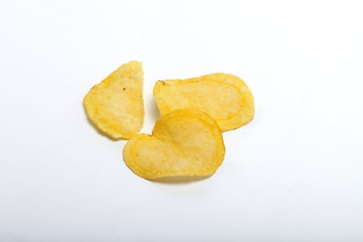 potato chips isolated on white background 