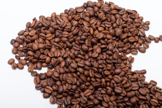 coffee beans close up isolated on white
