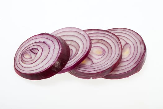 sliced onion isolated on white 
