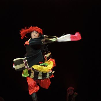 CHENGDU - DEC 11: Tibetan dance performed by Ganzi of Sichuan Song And Dance Troupe at JINCHENG theater in the 7th national dance competition of china on DEC 11,2007 in Chengdu, China.