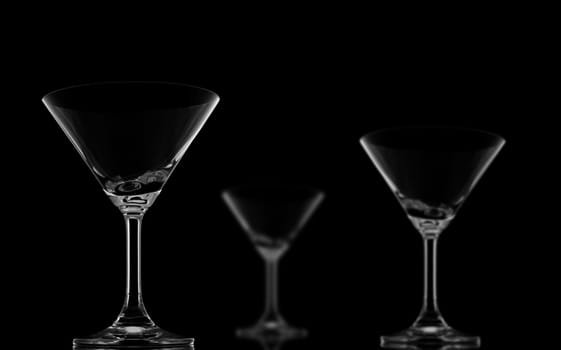 One Sharp and Two Blur Cocktail glasses on black