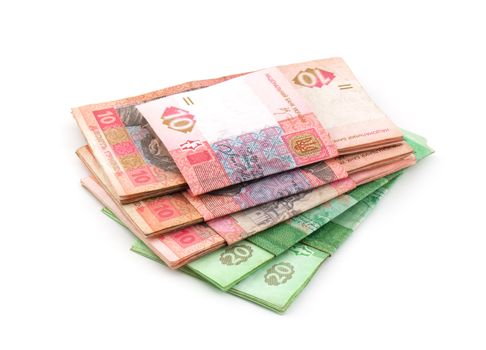 Ukrainian money  isolated on white background