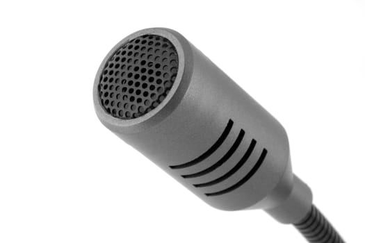 Gray microphone isolated on white background