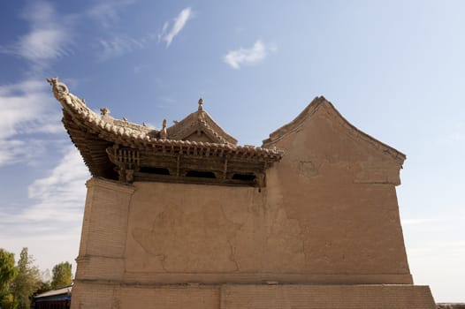 chinese traditional ancient building with mud wall