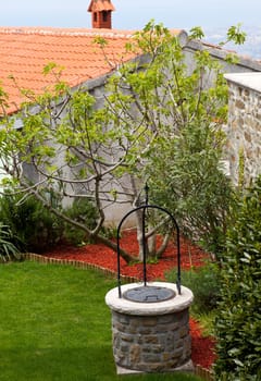 Well in the back of a house with garden