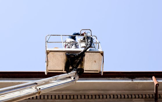 Worker on a mobile crane