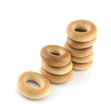 Bread-rings isolated on white background