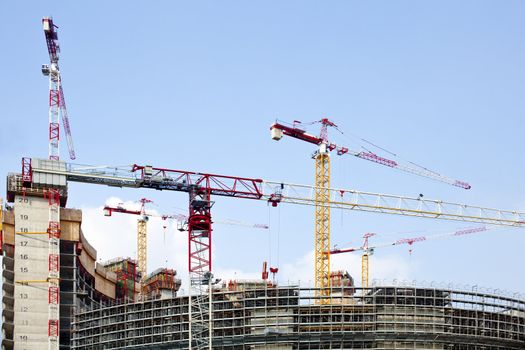Cranes in a construction site