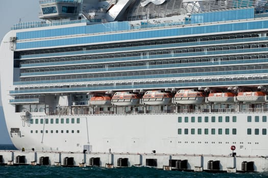 The passenger ship in port.