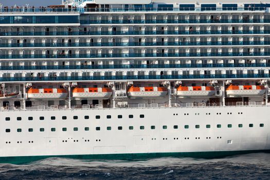The passenger ship in port.