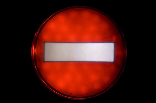 Led road signal on black background
