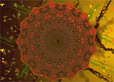 Spherical shapes on autumn background