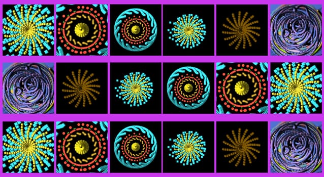 A lot of spiral shapes