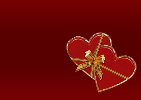 Card Valentine. A composition from two ������ on a red background with gold inserts