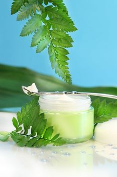 Replenishing face cream with green ferns