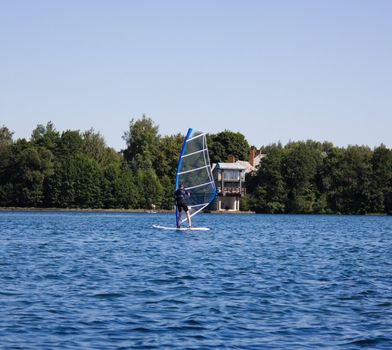 windsurfing on the lake