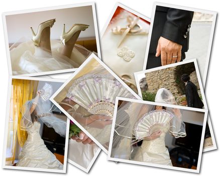 Wedding collage, photos collage isolated on a white background