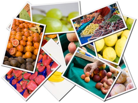 Fruits collage on white background