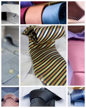 Collage of various Neckties and shirts