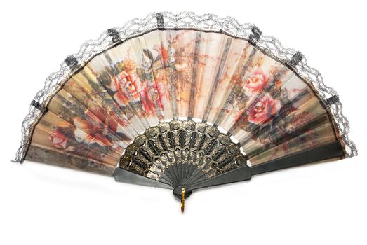 Beautiful Chinese fan isolated on white background.