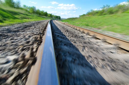 railroad to horizon in motion