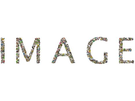 Image word, photos collage isolated on a white background