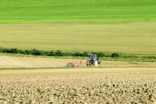 a tractor at work in the field
