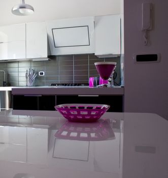 Black and white kitchen and dining room