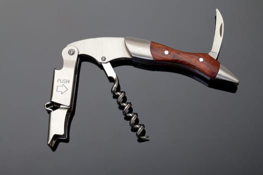 Corkscrew over the gray background