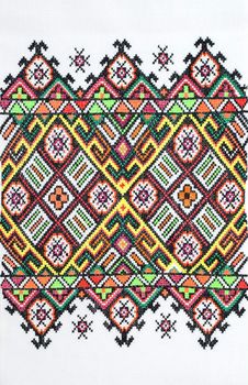 embroidered good by cross-stitch pattern. ukrainian ethnic ornament