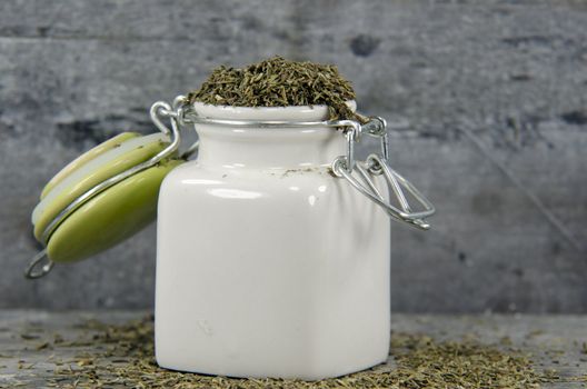 A jar with herb of provence