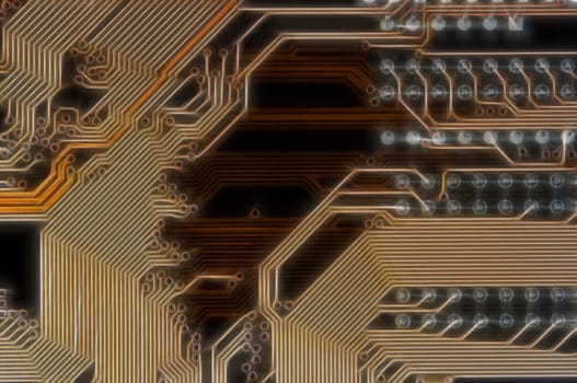 Close-up of the printed circuit - technology abstract