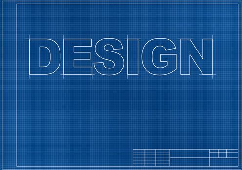 Word drawing design on blueprint