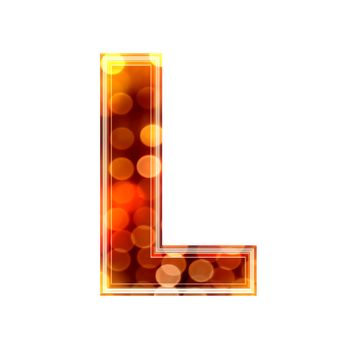 3d letter with glowing lights texture - L