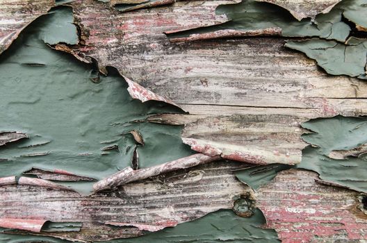 Flaking weathered paint