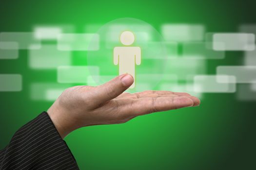 Hand Hold Person using as Life Insurance and Business Risk Concept