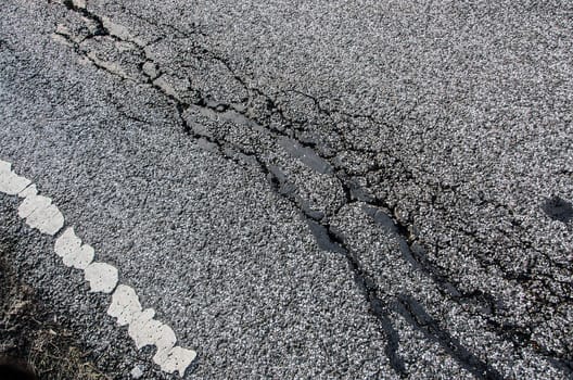 Frost damage of a road in Hamburg