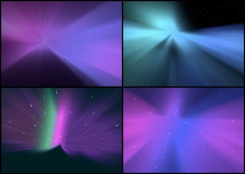 Collection of Abstract Backgrounds - Space and Aurora Borealis
