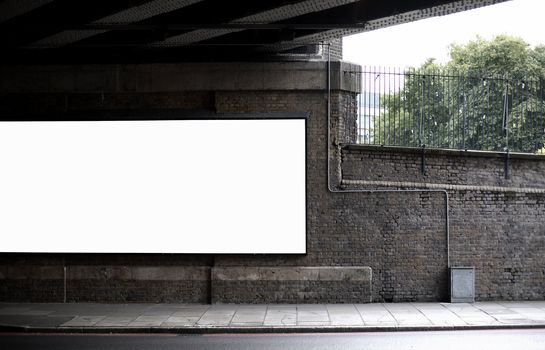 Blank billboard Under a Bridge in London