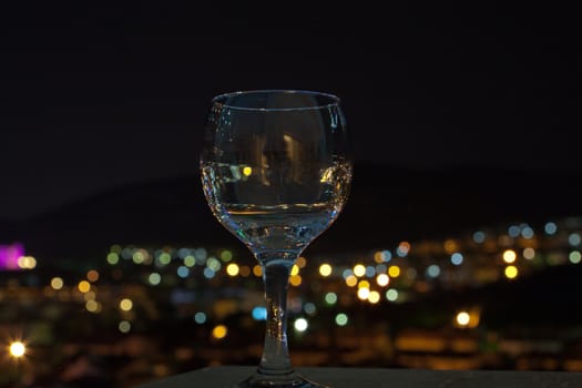 glass in front of defocused lights 