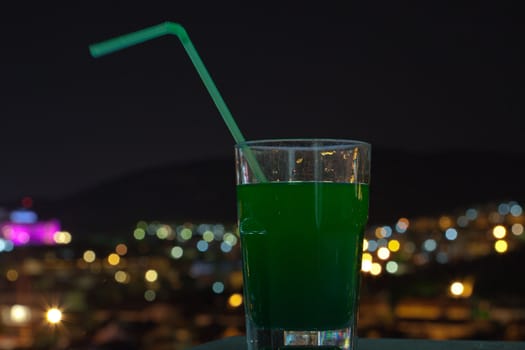 glass in front of defocused lights 
