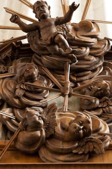 Wooden altar in the Church of Bernardines in Vilnius - capital of Lithuania