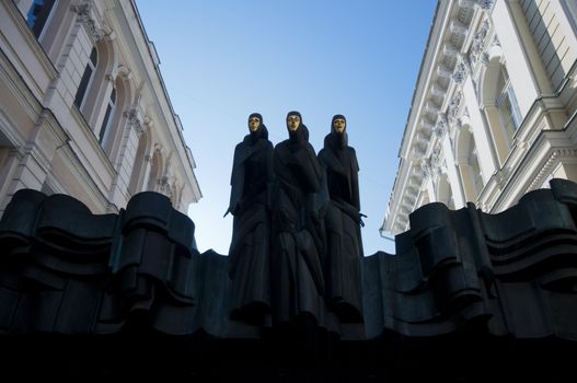 Statue of three muses, theater, Vilnius, Lithuania