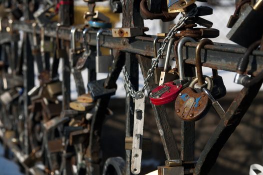 padlock in Uzupio, bohemian district in Vilnius, Lithuania