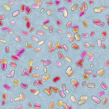 3d render illustration of colorful bacteria