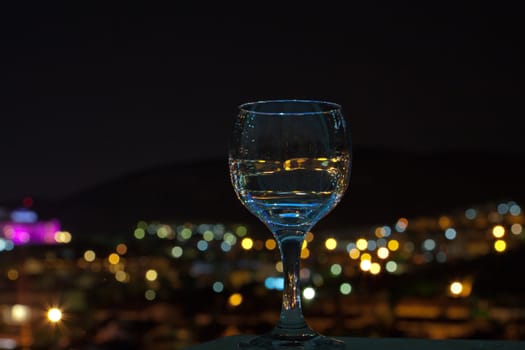 glass in front of defocused lights 