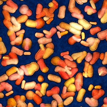 3d render illustration of colorful bacteria
