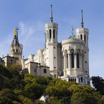 Lyon Cathedral in the big blue sky