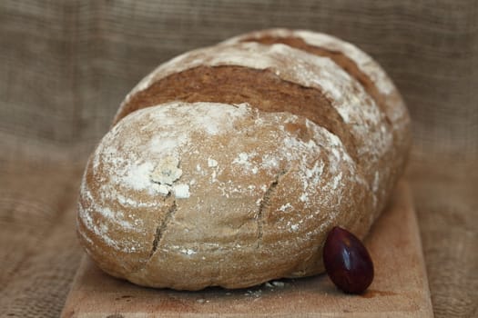 Traditional black rye bread  shallow DOF