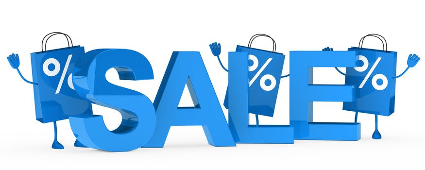 blue sale bags wave behind sale word
